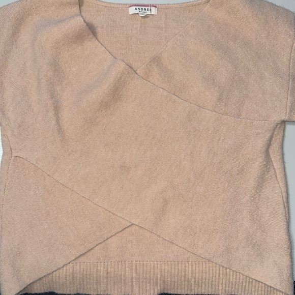 Tan ANDREE By Unit Cross Front Sweater - Size Medium - Picture 8 of 10